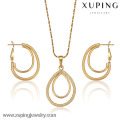 62676-Xuping Fashion élégant ensemble de bijoux de femme, conception simple de bijoux en or